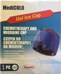 Czepek chłodzący do chemioterapii i na migrenę, żelowa terapia zimnem/ciepłem. MediCOLD.