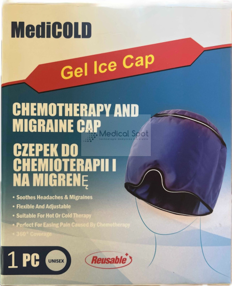 Czepek chłodzący do chemioterapii i na migrenę, żelowa terapia zimnem/ciepłem. MediCOLD. Czepek chłodzący do chemioterapii i na migrenę, żelowa terapia zimnem/ciepłem. MediCOLD.