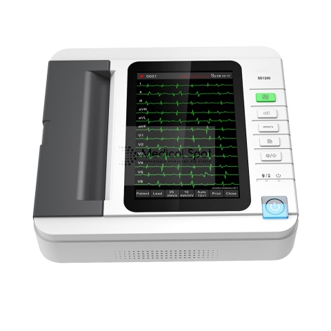 Aparat EKG 12 kanałowy. Elektrokardiograf 12 odprowadzeń EKG z drukarką, analizą i ekranem dotykowym. SE1200 Sinohero.